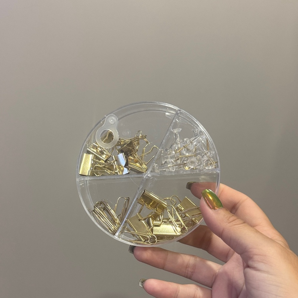 Gold and Clear Binder Clips Set